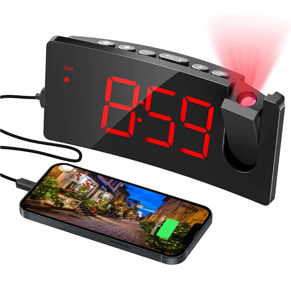 RELOJ DESPERTADOR DE PROYECCIÓN DIGITAL CON ROTACIÓN