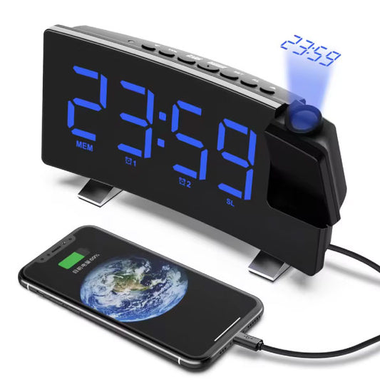 RELOJ DESPERTADOR DE PROYECCIÓN DIGITAL CON ROTACIÓN