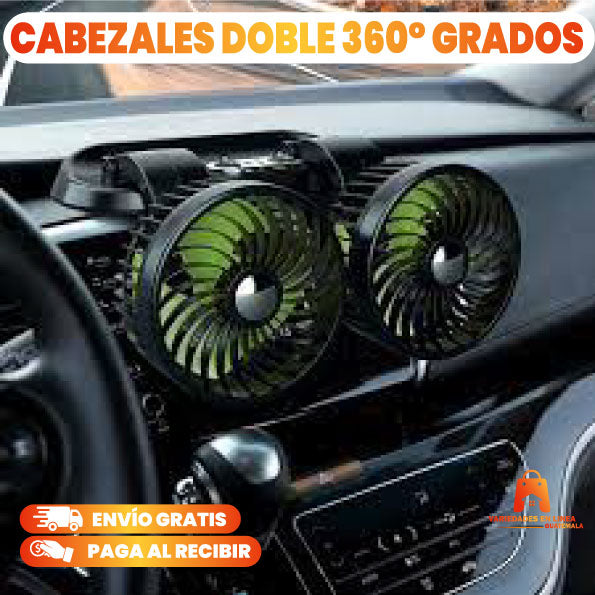 VENTILADOR DOBLE PARA CARRO 360°